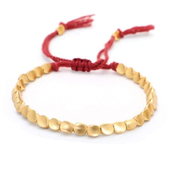 Tibetan Copper Bead Bracelet Lucky Rope Copper Bead Bracelet,Adjustable Bracelet - Picture 1 of 4
